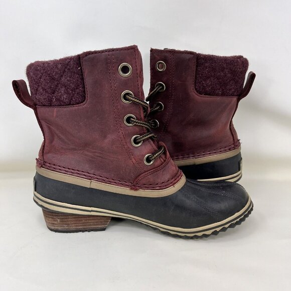Sorel Slimpack II Lace Waterproof Boots Maroon Black Women’s Size 7 - Picture 6 of 9